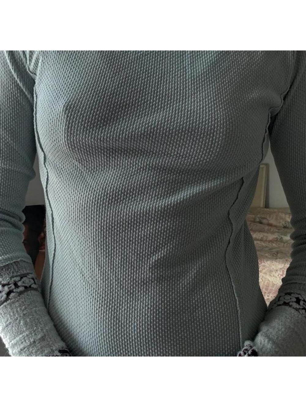 Free People Women's Blue and Green Shirt